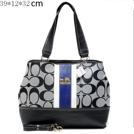 Coach Hamptons In Printed Signature Large Grey Totes ANM - Click Image to Close
